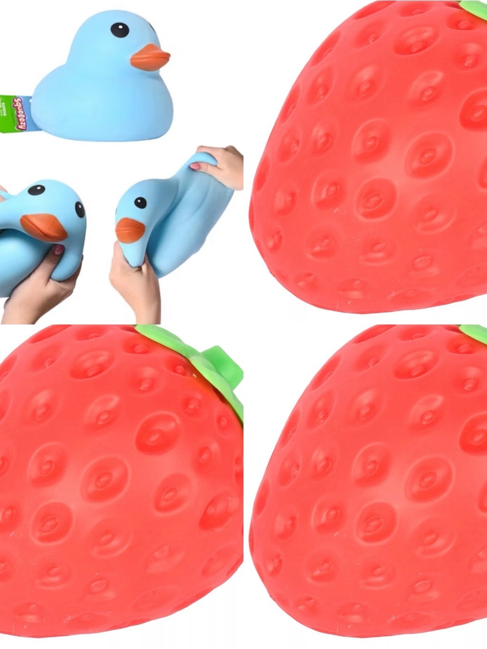 Sunny Days Blue Duck & Red Strawberry Squishy Stress Relief Toys